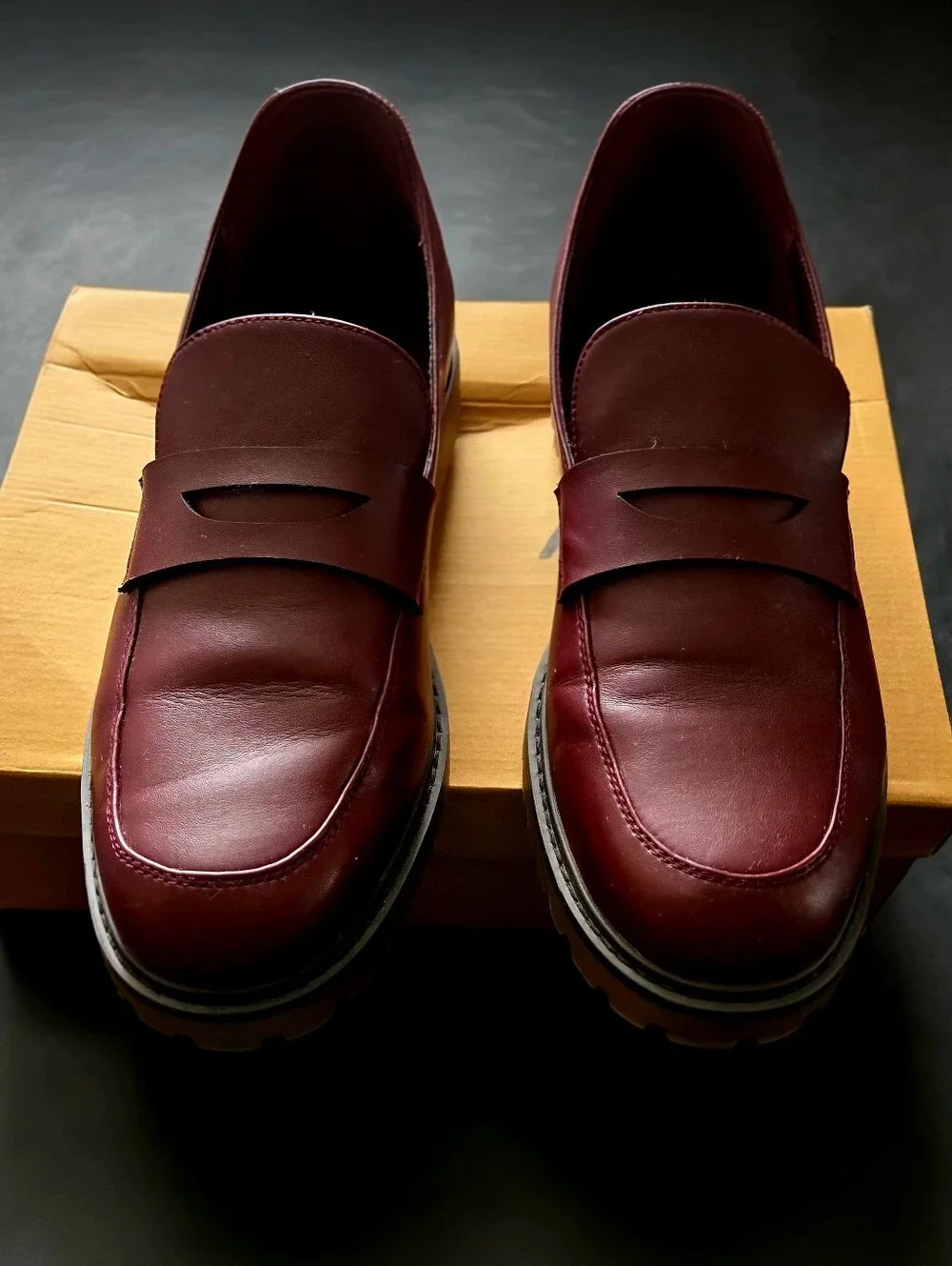 Abound Men's Burgundy PU Leather Penny Loafers
